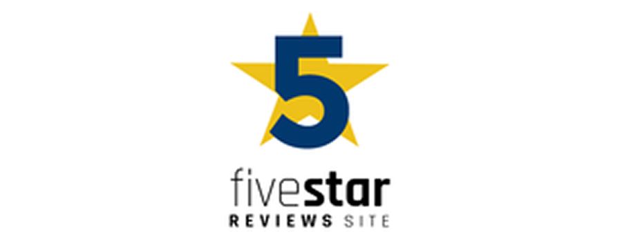 Blue number five and yellow star logo